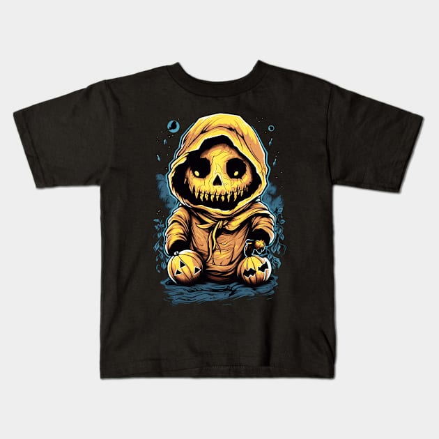 Eerie Halloween Ghoul Art - Spooky Season Delight Kids T-Shirt by Captain Peter Designs